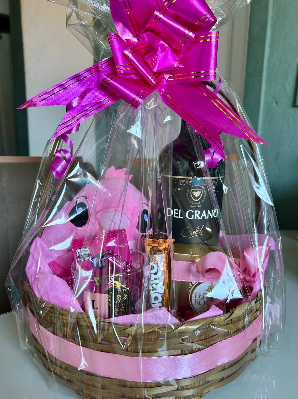 Cesta Rosa Vinho